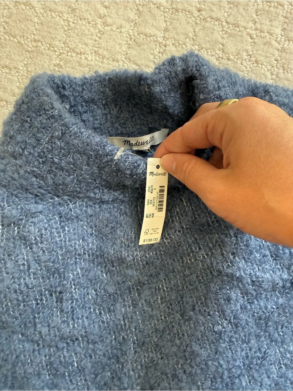 NWT Madewell Cozy Blue Mock Neck  Sweater